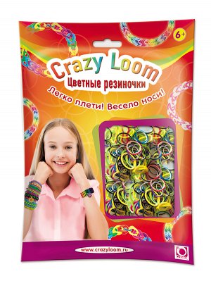 Crazy Loom. Виолетта Цветные резиночки  (500 рез. (10 цв.) ,крючок) в пакете