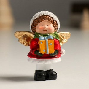 Сувенир полистоун "Ангел в колпаке с подарком/книгой" МИКС 5,5х5,5х7 см
