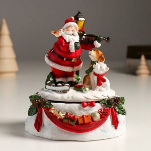 Сувенир полистоун музыка механический, крутится "Дед Мороз играет на скрипке" 11х11х14 см