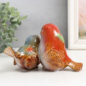 Сувенир керамика "Воробьи с цветами" МИКС 10х16,5х10 см