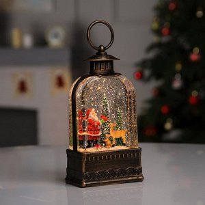 Светодиодная фигура «Фонарь с Дедом Морозом» 10.7 x 20.5 x 6.2 см, пластик, батарейки ААх3 (не в комплекте), USB, свечение тёплое белое