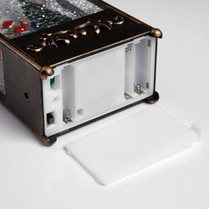 Светодиодная фигура «Фонарь с ёлкой» 10.2 x 23 x 5.8 см, пластик, батарейки ААх3 (не в комплекте), USB, свечение тёплое белое