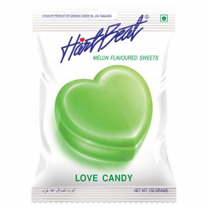 Конфета карамельная Hartbeat Jumbo Love Candy Melon со вкусом дыни, м/у 150г