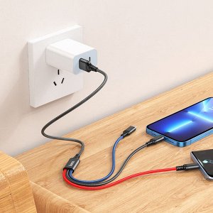 USB кабель 3 в 1 Hoco "Super" / For Lightning, MicroUSB, Type-C