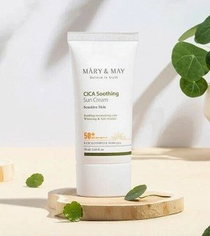 Успокаивающий солнцезащитный крем с центеллой MARY&MAY CICA Soothing Sun Cream SPF 50+ PA++++