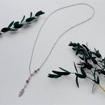 Колье на цепочке с Аметистом и Кунцитом