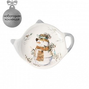 Подставка под чайный пакетик Доляна «Рождественский снеговик», 12x8,4 см, цвет белый