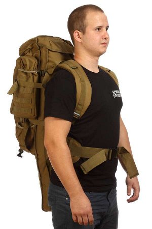 Тактический рюкзак 9.11 (хаки-песок, 75 л) №12 - 2 больших отсека, один из которых под оружие, 2 боковых больших кармана с клапанами, 2 нижних маленьких кармана. Отличный рюкзак, подходящий как для ар