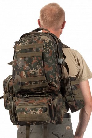 Тактический рюкзак US Assault немецкий камуфляж (35-50 л) (CH-016) № 25А - Вентилируемая спина с амортизирующими вкладками с пенистым наполнением. Регулировочные стяжки на лямках рюкзака для перераспр
