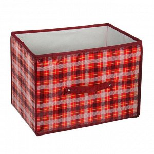 Короб для хранения 37х27х27 см "Шотландка", цвет красный