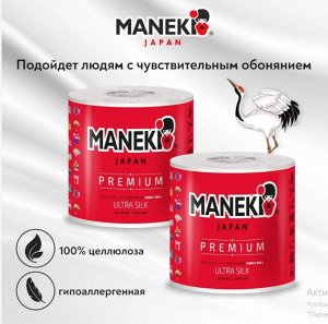 * Бумага туалетная "Maneki" B&W (красная) 3 слоя, 214 л., 30 м, гладкая, с ароматом зел. чая, 10 р./уп.