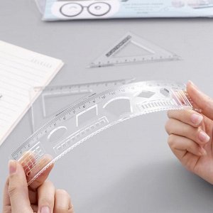 Набор линеек, набор чертежный малый, 4 шт, цвет в ассортименте