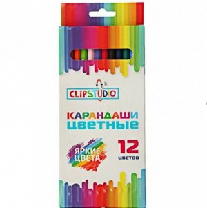 ClipStudio Карандаши 12 цветов шестигранные заточ., пластик, в карт.кор. с подвесом