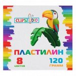 ClipStudio Пластилин 8 цветов 120 грамм, в картонном выдвижном пенале