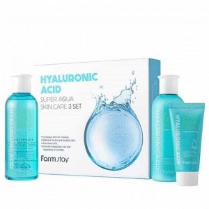 FARMSTAY Hyaluronic Acid Super Aqua Skin Care 3Set Увлажняющий набор средств с гиалуроновой кислотой