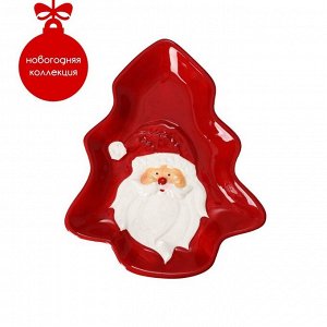Блюдо керамическое Доляна «Дедушка Мороз», 21,4х17,9х2,7 см