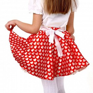Карнавальный набор «Стиляги 3», юбка красная с белыми сердцами, пояс, повязка, рост 122-128 см