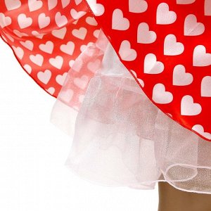 Карнавальный набор «Стиляги 3», юбка красная с белыми сердцами, пояс, повязка, рост 98-104 см