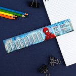 Линейка-закладка пластиковая 20 см, &quot;Таблица Умножения&quot; Человек-паук, гибкая