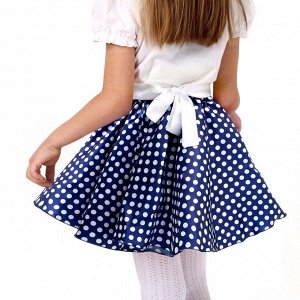 Карнавальный набор «Стиляги 5», юбка синяя в белый горох, пояс, повязка, рост 110-116 см