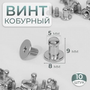 Кобурный винт d = 5/8 x 9 мм, 10 шт, цвет серебряный