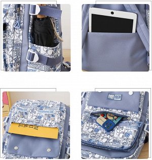 Рюкзак на молнии, набор из 5 предметов, текстиль