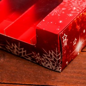 Кондитерская упаковка под 5 эклеров «Снежинки», 25.2x15x6.6 см