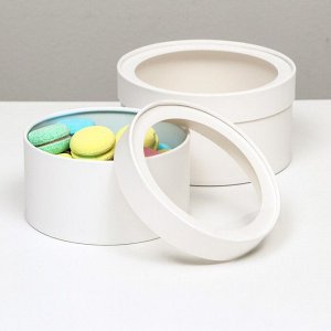 Набор 2 в 1 круглых коробок «Белая» с окном, 21x11 - 18x10 см