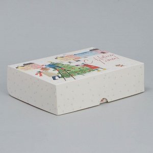 Коробка складная «Новогодняя суета», 20 ? 17 ? 6 см