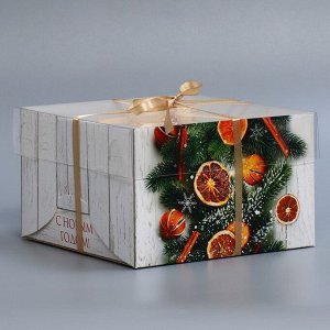 Коробка для капкейка «Хвоя, корица, апельсин», 16 ? 16 ? 10 см