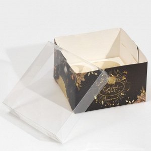 Коробка для капкейка «Чёрно-золотой», 16 ? 16 ? 10 см
