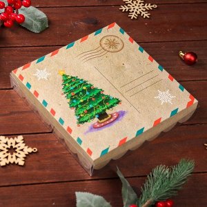 Коробка для печенья "Рождественская почта", 18х18х3