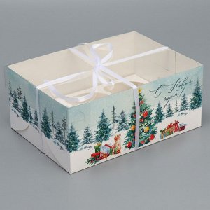 Коробка для капкейка «С Новым годом», ёлка, 23 ? 16 ? 10 см