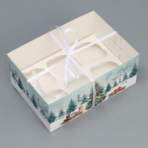 Коробка для капкейка «С Новым годом», ёлка, 23 ? 16 ? 10 см