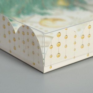 Коробка для кондитерских изделий с PVC крышкой «С Новым годом!», 13 ? 13 ? 3 см