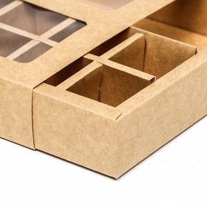 Коробка складная под 8 конфет + шоколад, крафт, 17,7 х 17,8 х 3,8 см