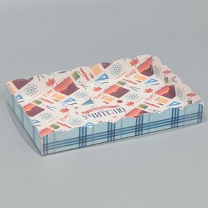 Коробка для кондитерских изделий с PVC-крышкой «Лучшему учителю», 22 ? 15 ? 3 см