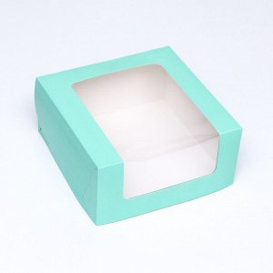 Кондитерская упаковка с окном,  мятная, 21 х 21 х 10 см