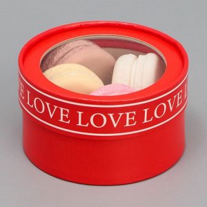 Коробка для макарун тубус с окном «Love», 12 х 12 х 5 см