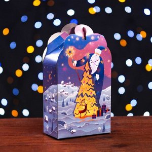 Подарочная новогодняя коробка «Фантазия» в фиолетовом, упаковка, 11.1x5.8x20.5 см