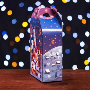 Подарочная новогодняя коробка «Фантазия» в фиолетовом, упаковка, 11.1x5.8x20.5 см