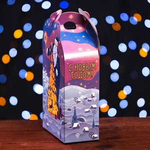 Подарочная новогодняя коробка «Фантазия» в фиолетовом, упаковка, 11.1x5.8x20.5 см