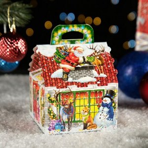 Подарочная коробка "Домик малый "Санта", 12 х 12 х 16,8 см