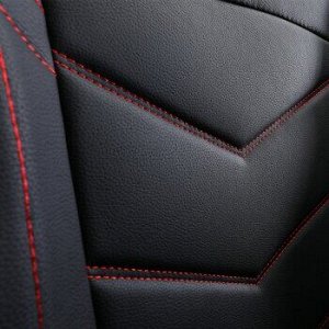 Чехлы для авто (Накидки) CARFORT Wave 3, экокожа, комплект, черный с красной прошивкой