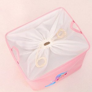 Корзина для хранения игрушкек с затяжкой на веревке, 40 х 50 х 48 см, розовая