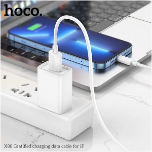 Кабель Hoco X88 Gratified, USB - Lightning, 1м, белый