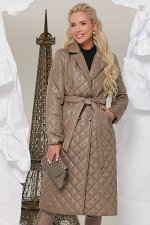 Пальто женское демисезонное  стеганое коричневое