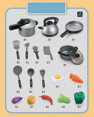 Набор посуды 18 предметов  (серый)