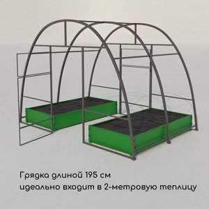 Грядка оцинкованная, 195x100x15 см, зелёная, Greengo