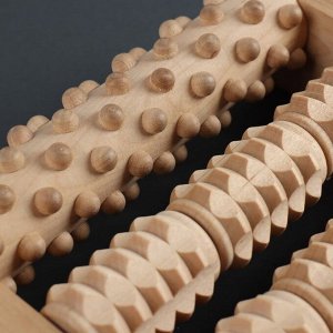 Массажёр для ног «Барабаны», 19 x 18 x 4,5 см, деревянный, 5 комбинированных рядов